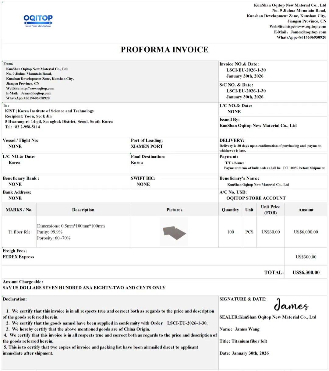 Major Cooperation | We Reach Cooperation with Korea Institute of Science and Technology, Titanium Fiber Felt Empowers High-End Scientific Research 2