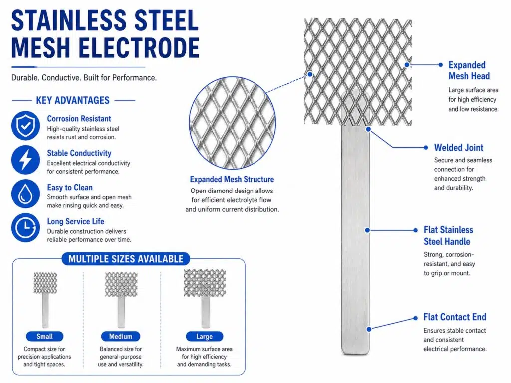 Custom Stainless Steel Mesh Electrode – Size, Hole & Shape Tailor‑Made for Electrolysis & Sensors 9