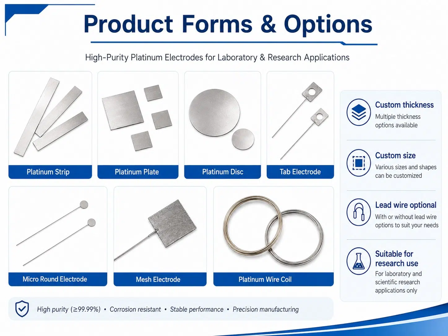 High-Purity Platinum Plate Electrode for Laboratory Electrochemistry – Custom Sizes, Shapes & Surface Finish 9