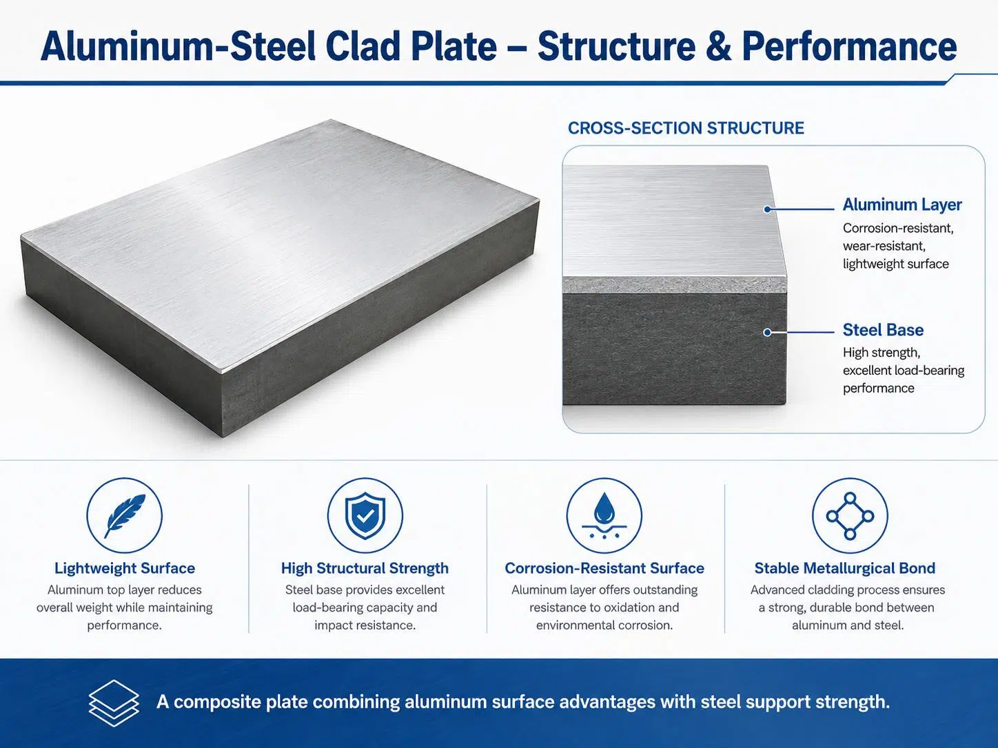 Custom Aluminum Steel Clad Plate | High-Strength Bimetal for Shipbuilding, Automotive & Structural Engineering 1