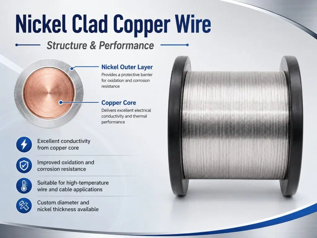 Custom Nickel Clad Copper Wire | High-Temperature & Corrosion-Resistant Bimetal Conductor 1