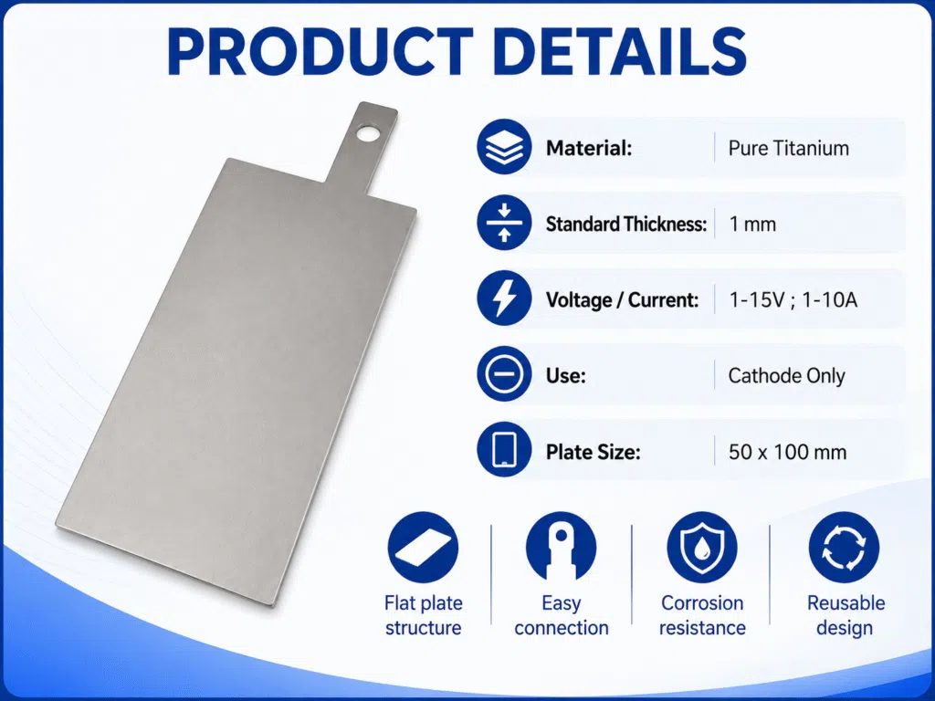 Custom Pure Titanium Cathode Plate with Handle – Grade 1 / Grade 2 Ti for Electrolysis 9