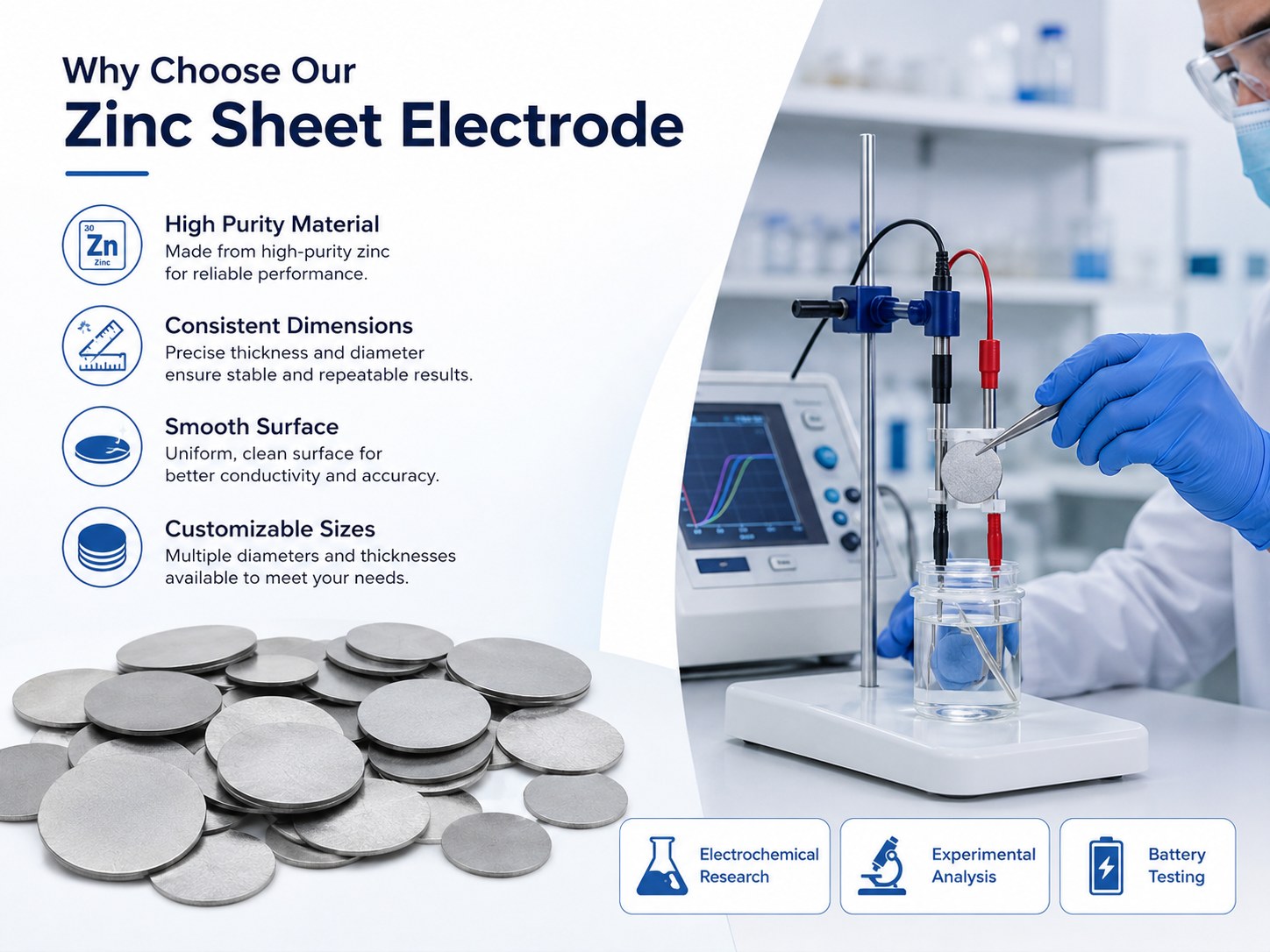 Premium 99.99% Pure Zinc Sheet Electrodes | High-Conductivity Anode Plates for Advanced Battery Research & Precision Electroplating 10