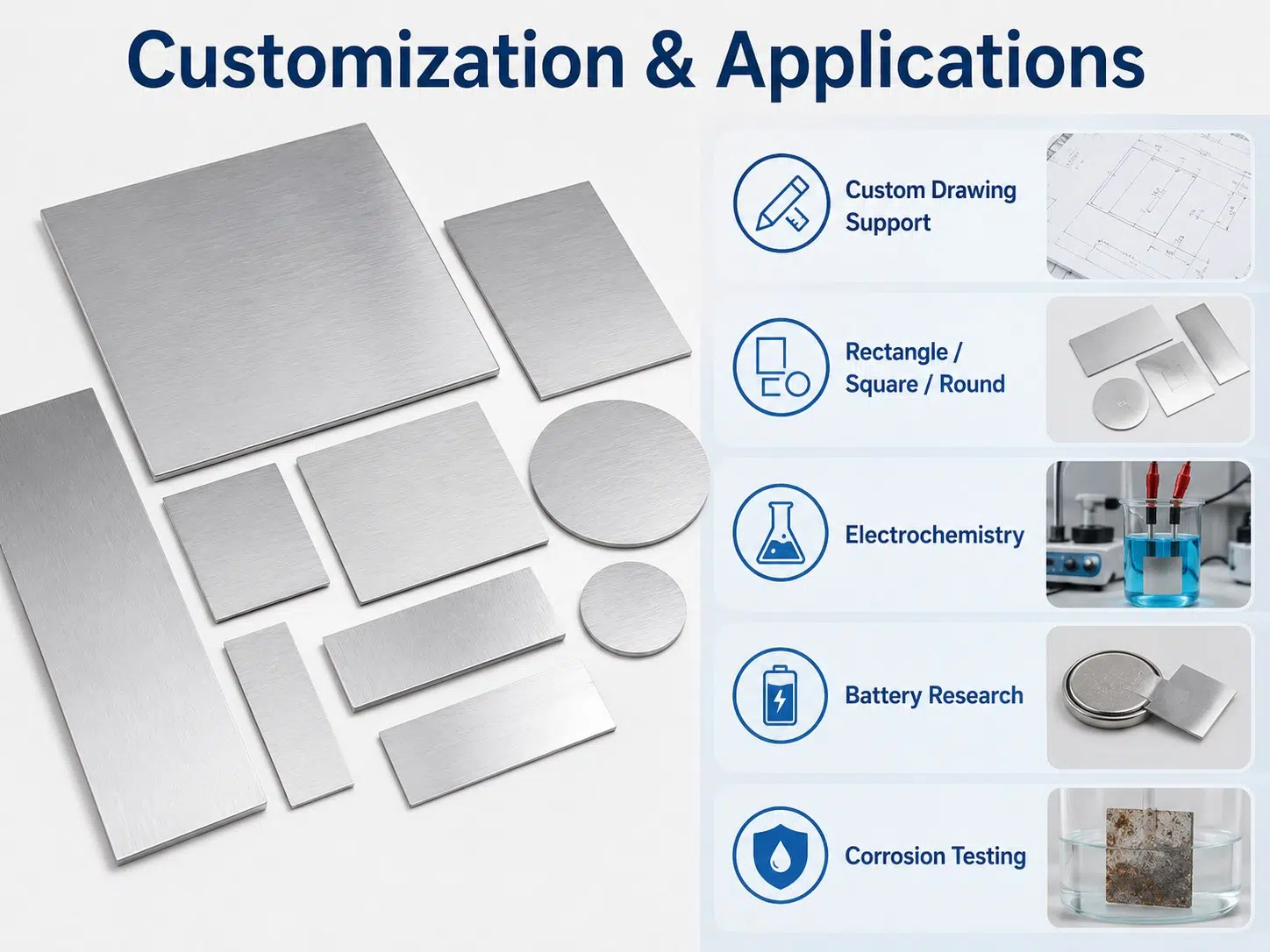 High-Purity Tin (Sn) Sheet Electrodes | Precision-Cut Sn Anodes with Full Customization for Advanced Research & Industrial Plating 10