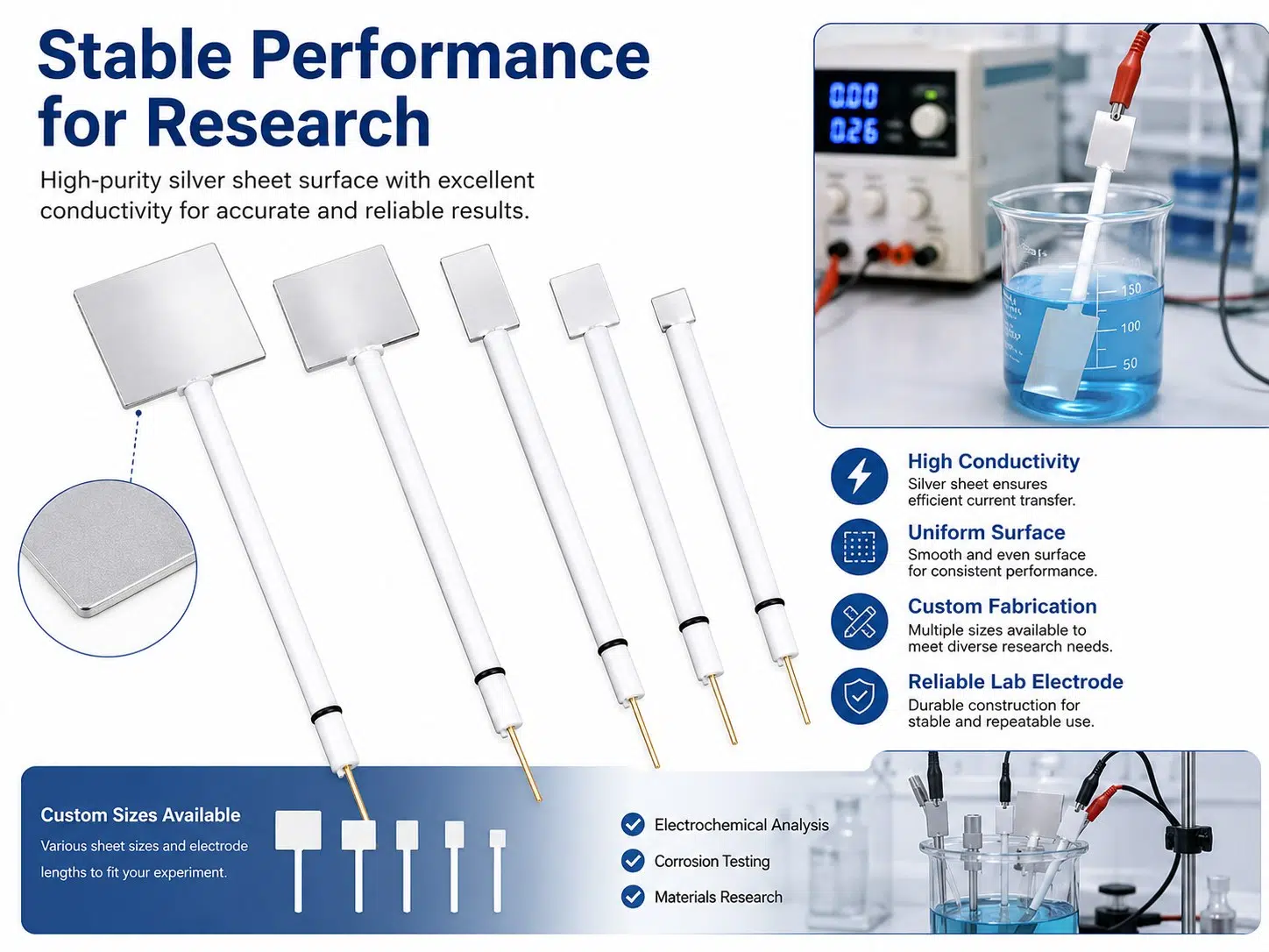 High-Purity Silver Sheet Electrodes – Custom Ag Plates for Sensors, Electrochemistry & Battery Research 10
