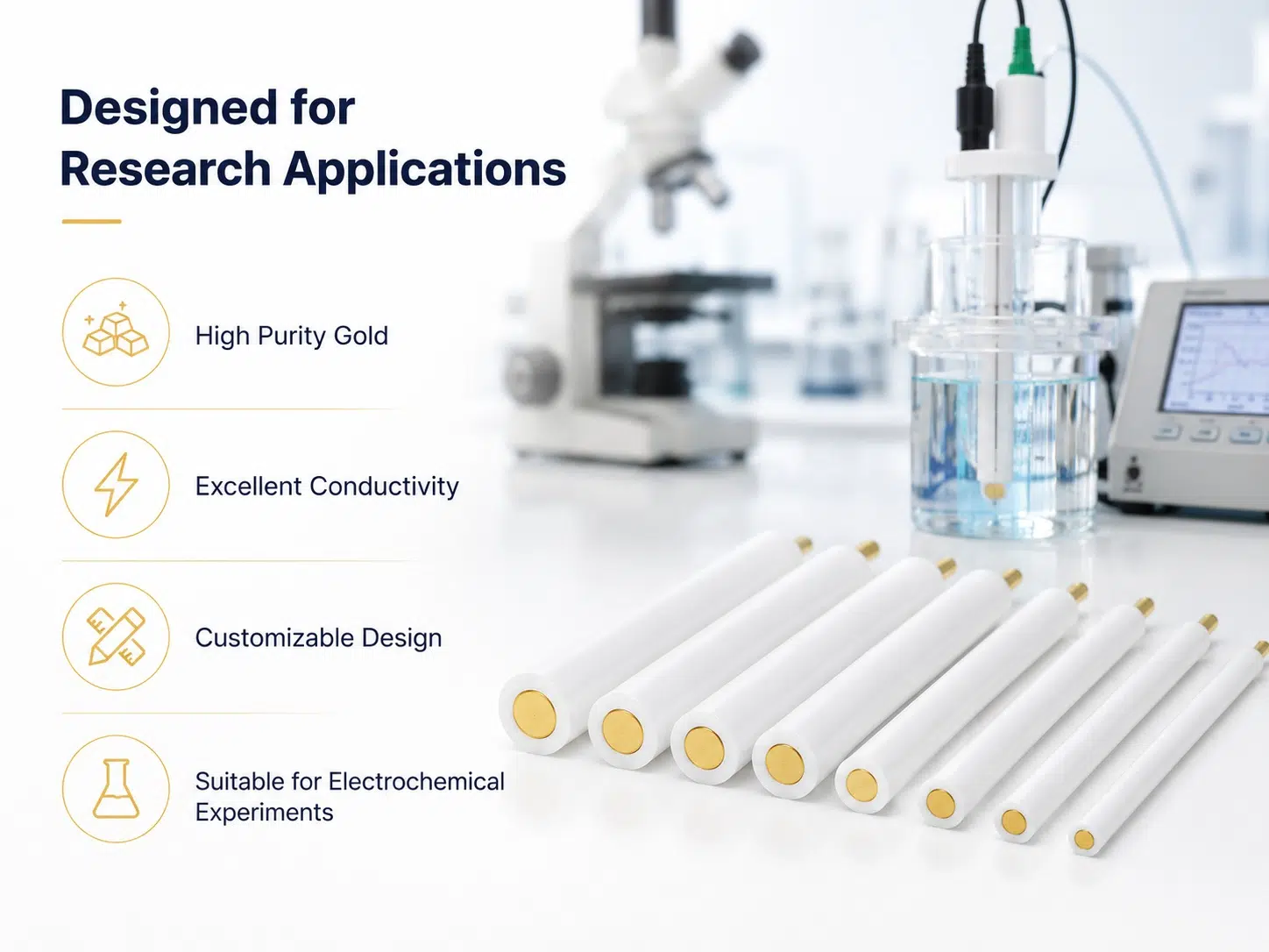 High-Purity Gold Disc Electrodes – Custom Au Round Electrodes for Biosensors, Electrochemistry & Medical R&D 10