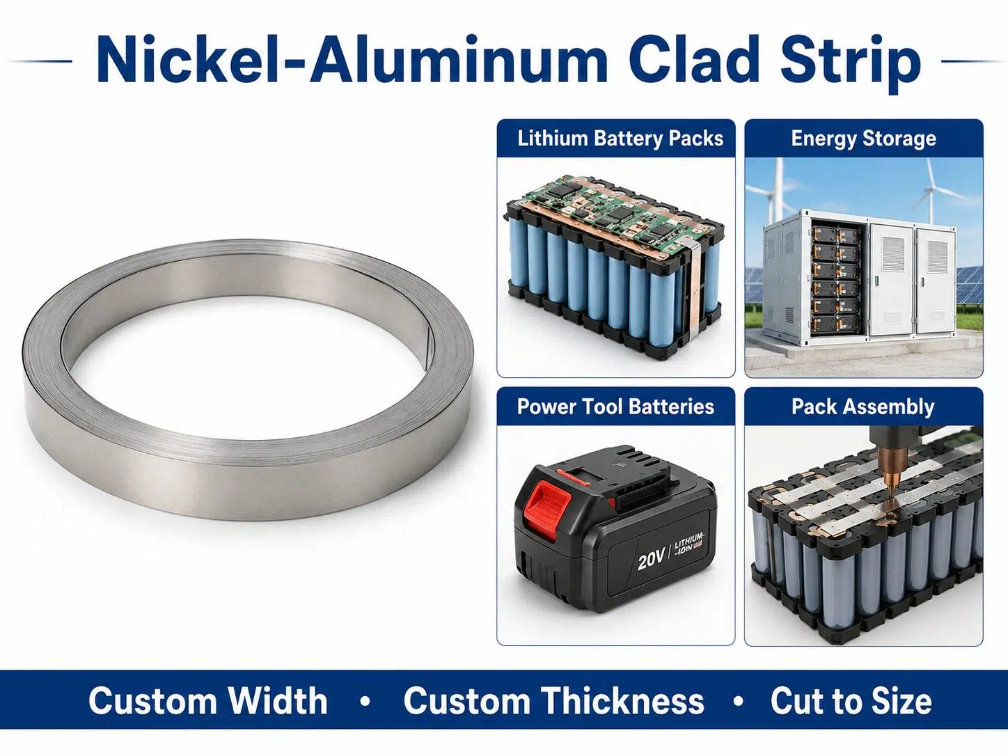 Custom Nickel Aluminum Clad Strip | Lightweight Bimetal for Battery Tabs & Electrical Connections 2