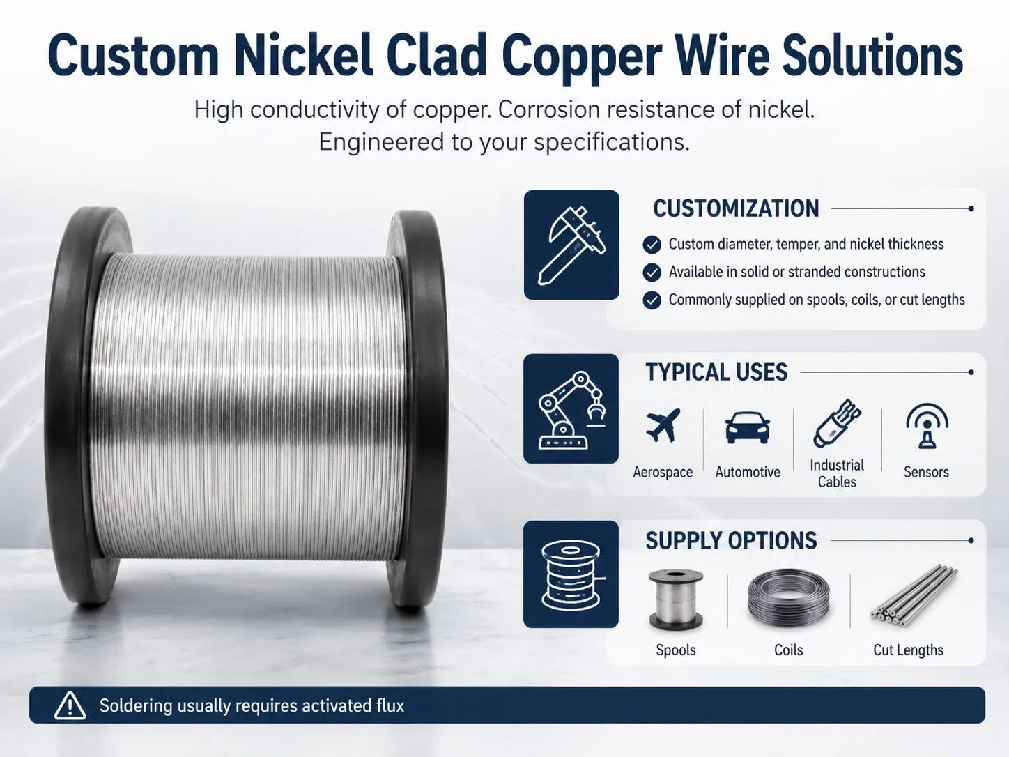 Custom Nickel Clad Copper Wire | High-Temperature & Corrosion-Resistant Bimetal Conductor 2