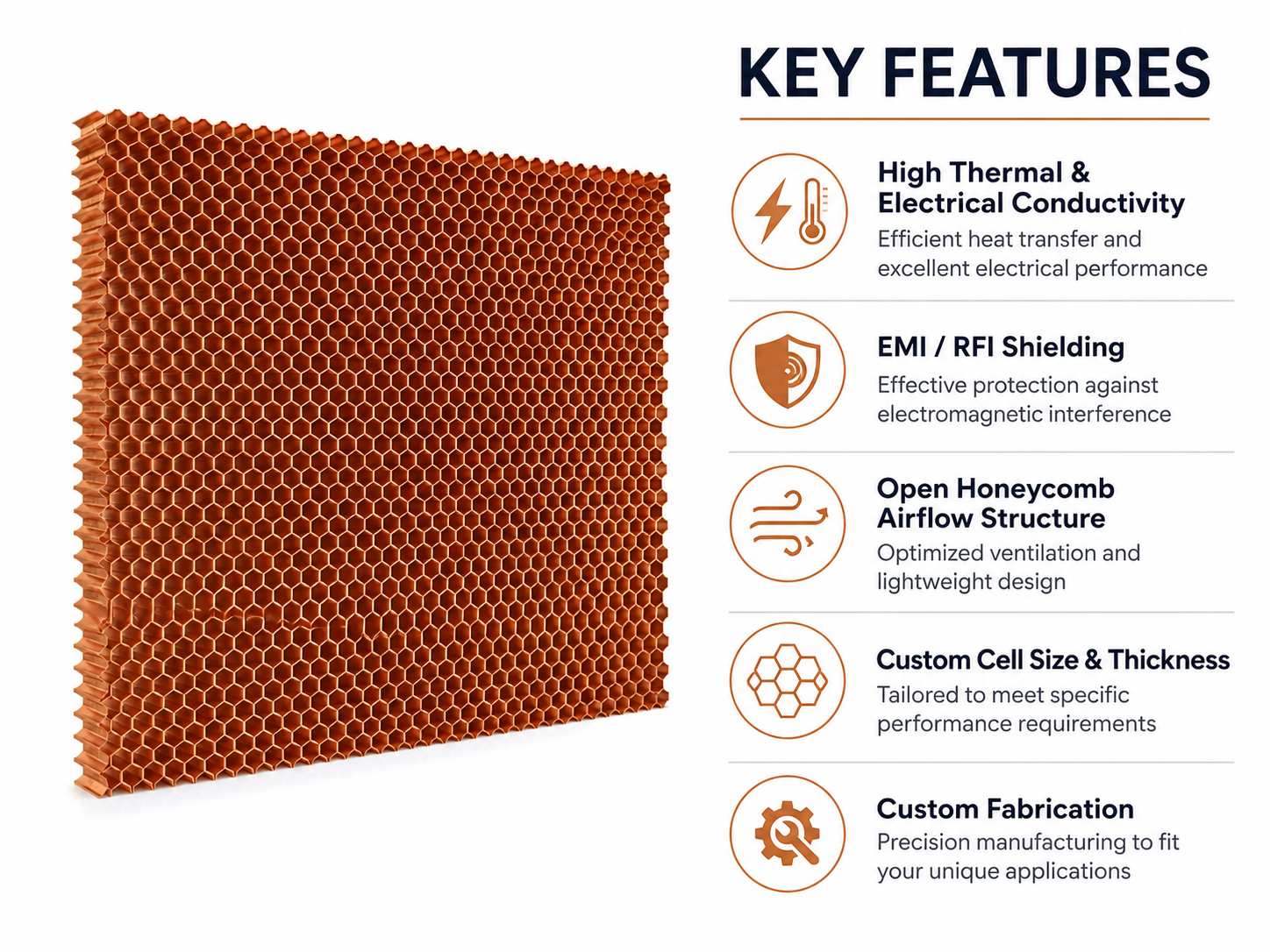 High-Conductivity Copper Honeycomb Core & Panels: Precision EMI Shielding and Thermal Management Solutions 1