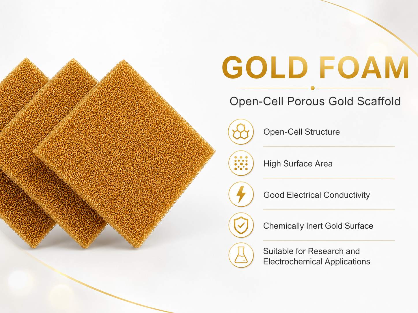 GOLD FOAM – High Purity Open‑Cell Gold Metal Foam for Electrodes, Catalysts & Sensors 9