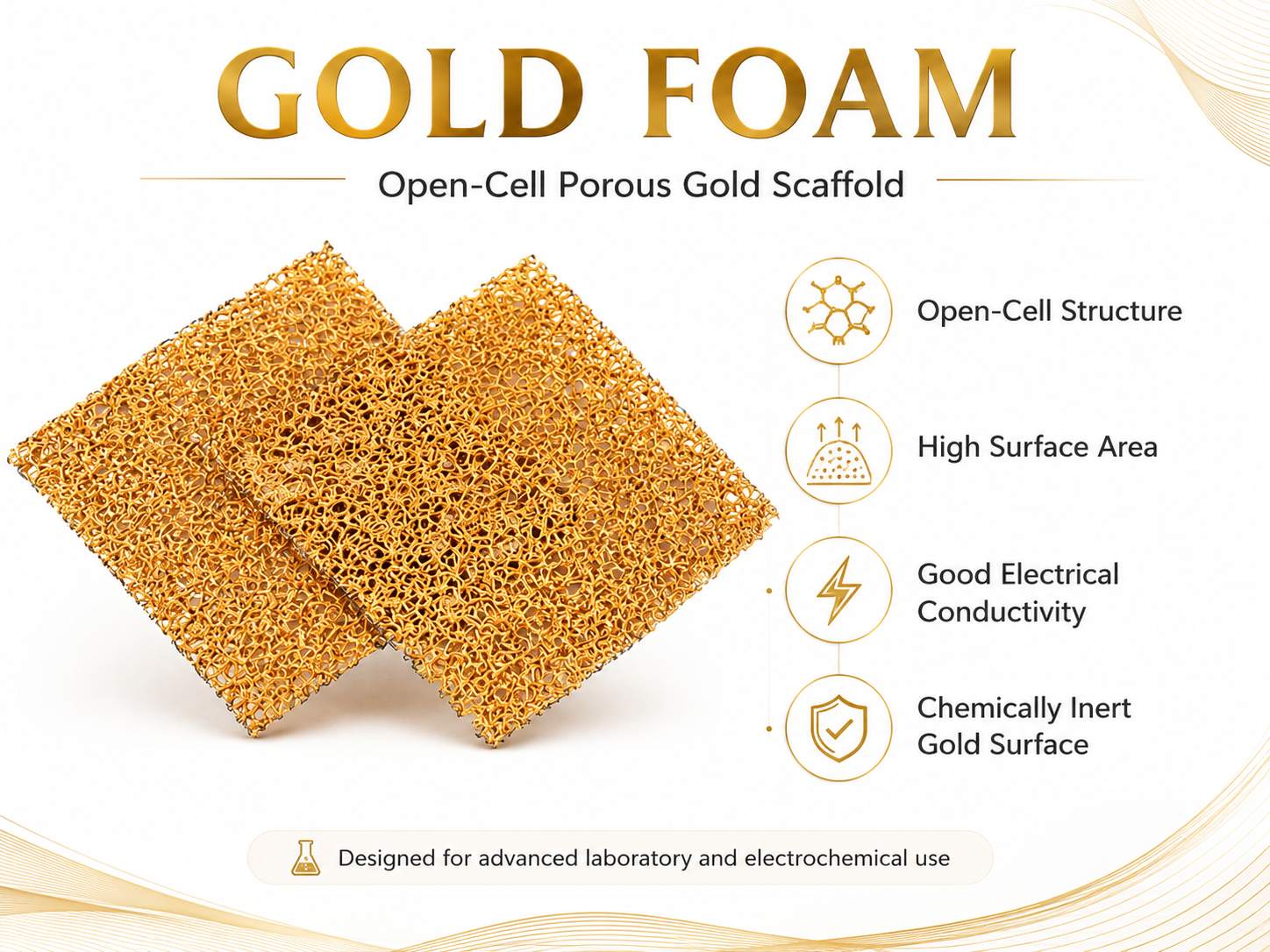 High Purity GOLD FOAM – Open‑Cell Gold Metal Foam Sheet for Electrodes, Catalysts & EMI Shielding 9