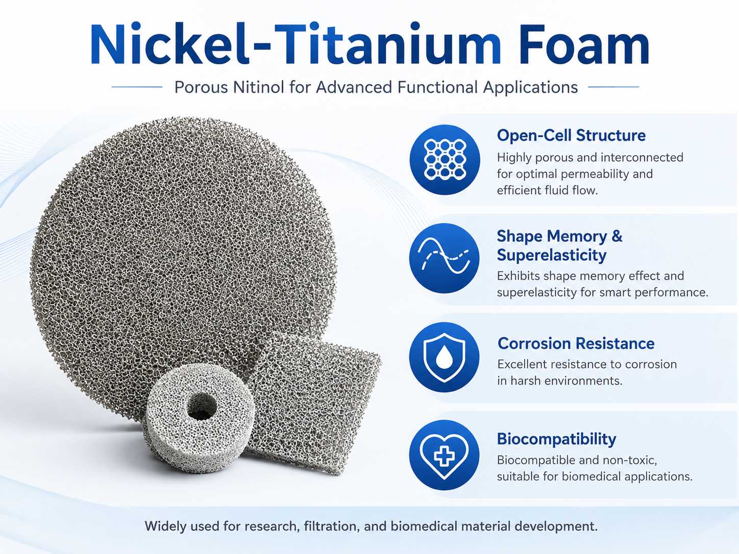 Porous Nickel Titanium (NiTi) Foam with Shape Memory and Superelasticity for Implants and Engineering 9