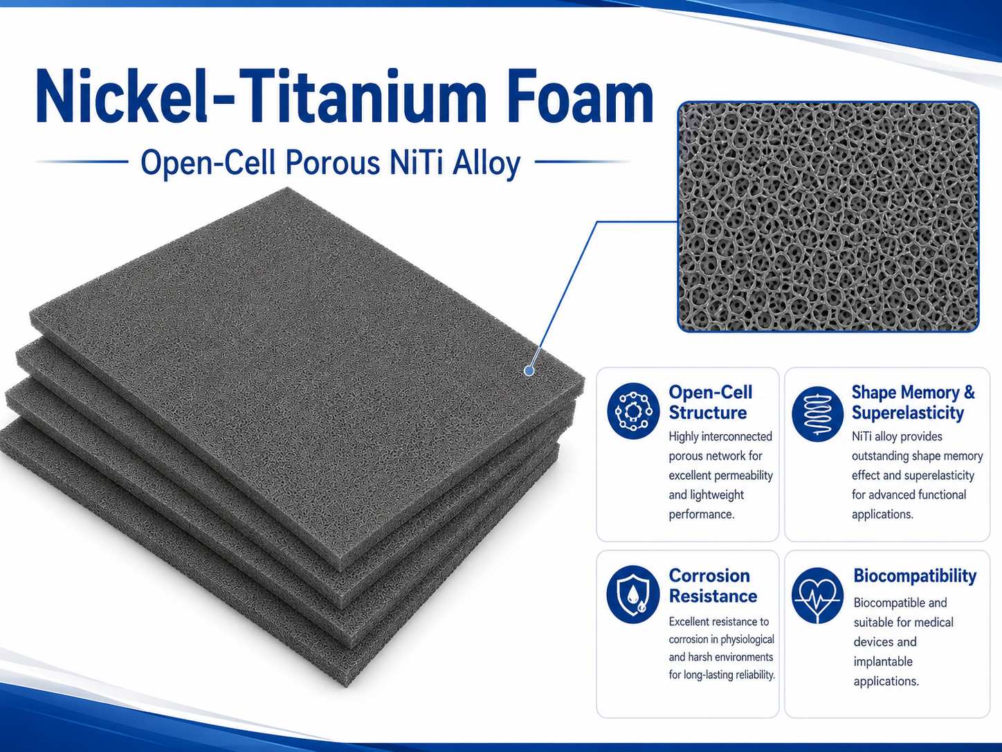 Porous Nickel Titanium (NiTi) Foam with Shape Memory and Superelasticity for Implants 9