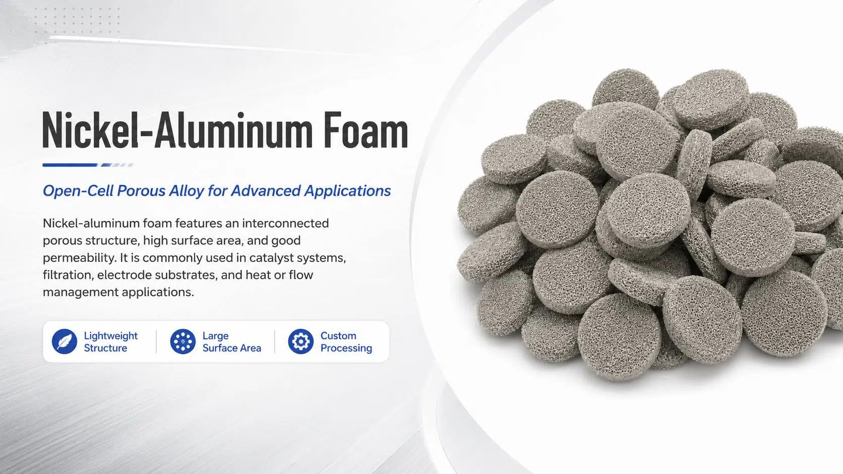 Nickel Aluminum (Ni‑Al) Metal Foam for High‑Temperature Catalysts, Burners and Filters 9