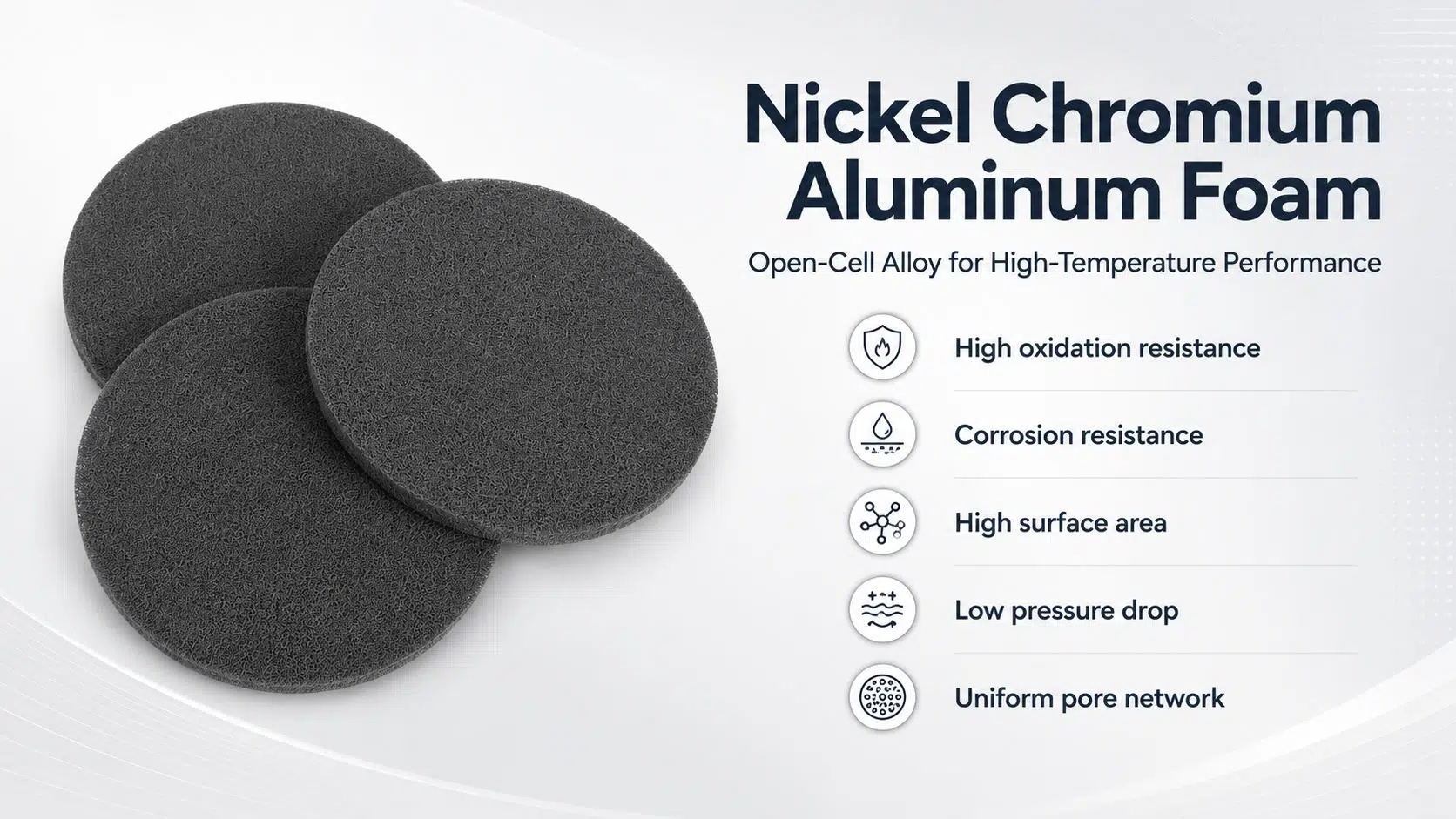 Nickel Chromium Aluminum (Ni‑Cr‑Al) Metal Foam for High‑Temperature Burners and Catalyst Supports 9