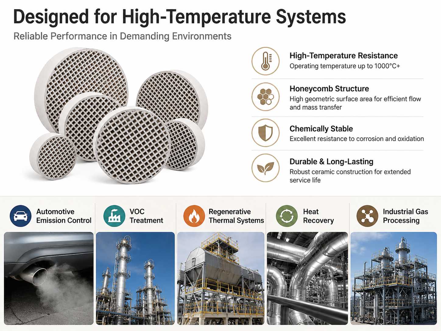 High-Temperature Ceramic Honeycomb Substrates for Catalytic Converters, DPF & VOC Treatment 2
