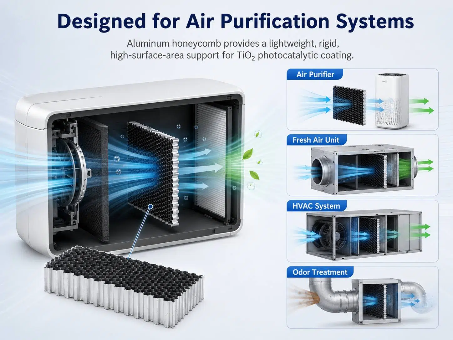 TiO₂ Photocatalytic Aluminum Honeycomb Filter Panels for VOC, Formaldehyde & Odor Removal 2