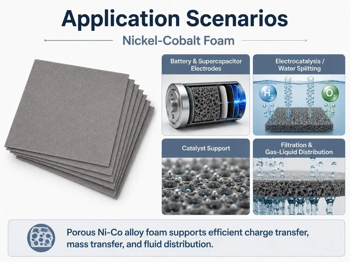 High‑Porosity Nickel Cobalt Foam for Electrodes, Catalysts and Energy Storage 10
