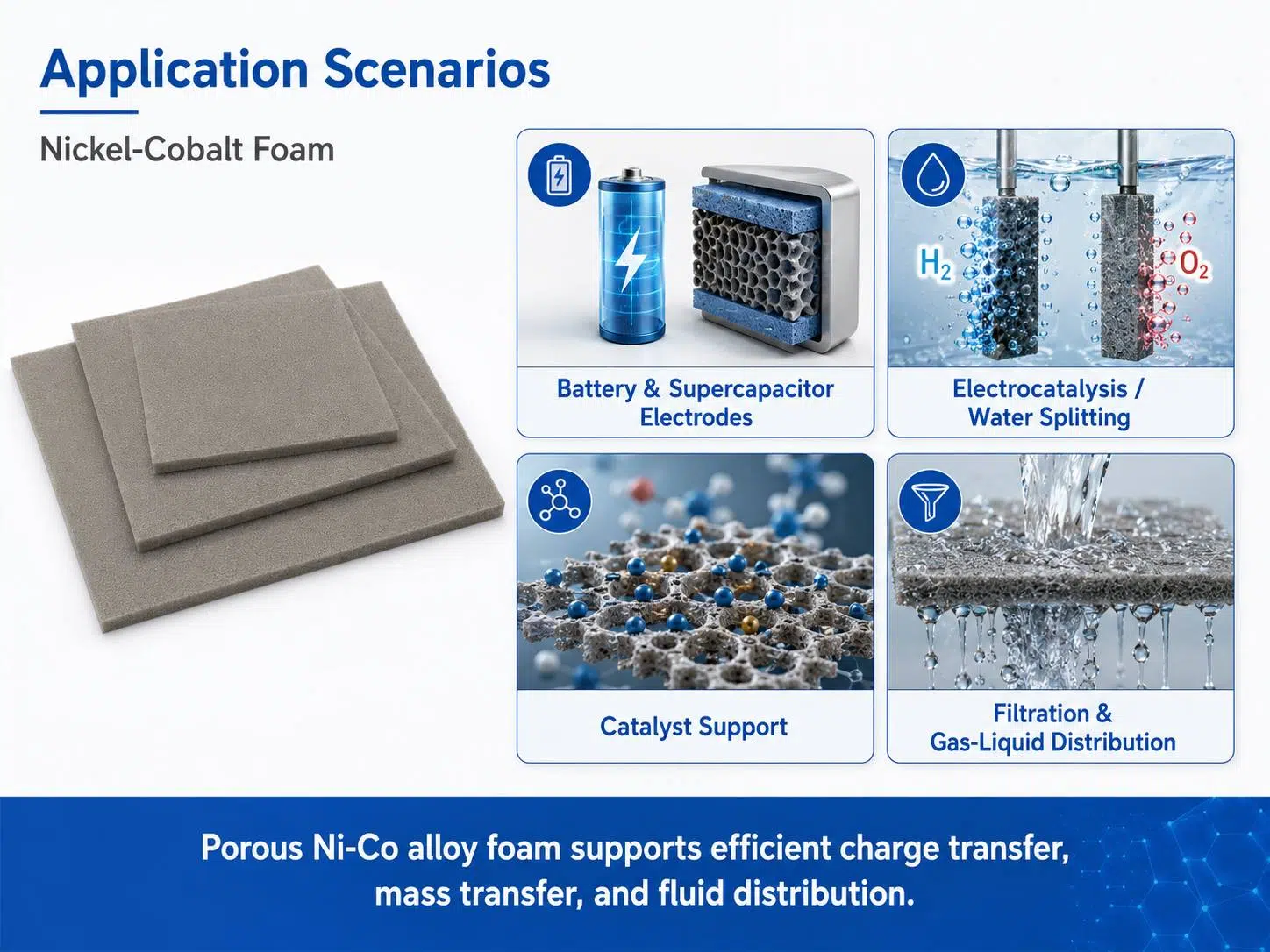High‑Porosity Nickel Cobalt Foam for Battery Electrodes and Electrocatalysts 10