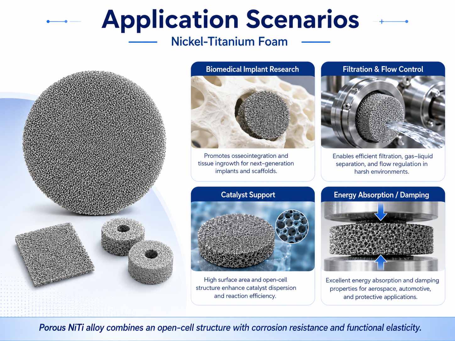 Porous Nickel Titanium (NiTi) Foam with Shape Memory and Superelasticity for Implants and Engineering 10