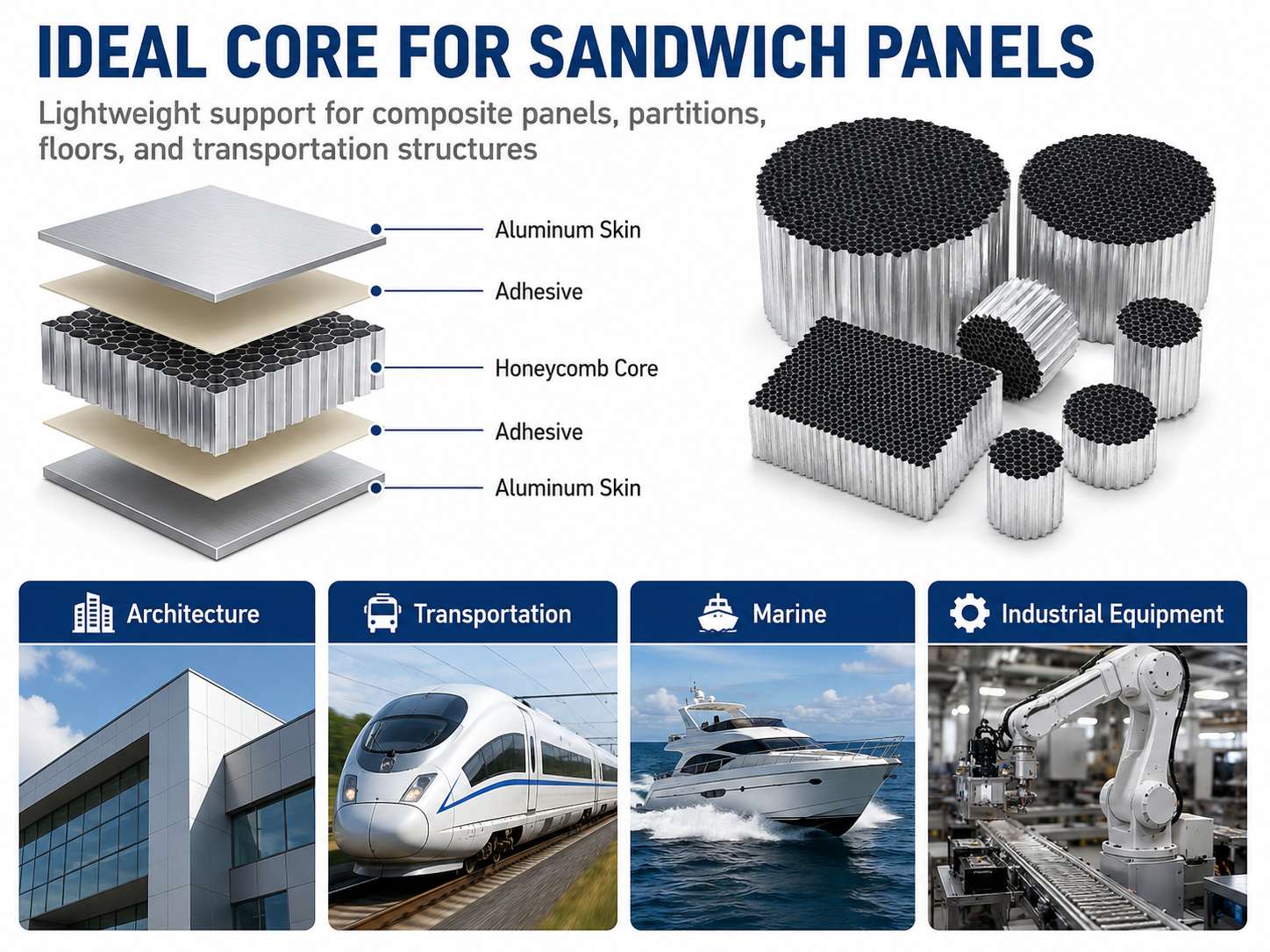 Premium Customizable Aluminum Honeycomb Core and Sandwich Panels for High-Strength Structural Solutions 2
