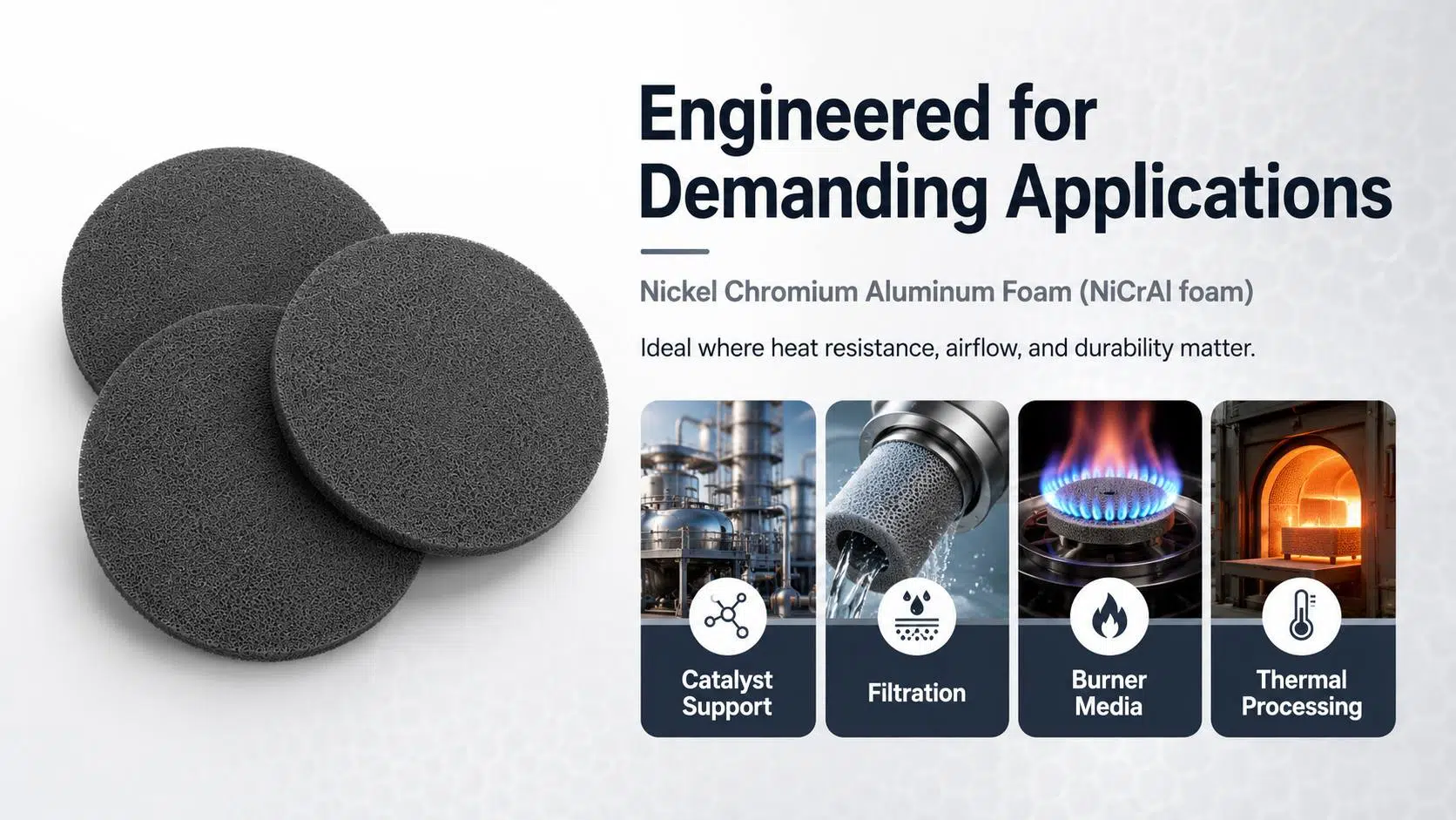 Nickel Chromium Aluminum (Ni‑Cr‑Al) Metal Foam for High‑Temperature Burners and Catalyst Supports 10