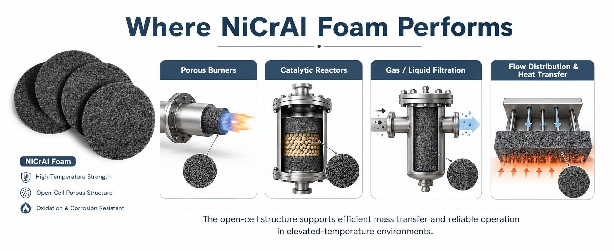 Nickel Chromium Aluminum (Ni‑Cr‑Al) Metal Foam for High‑Temperature Burners and Catalytic Combustion 9