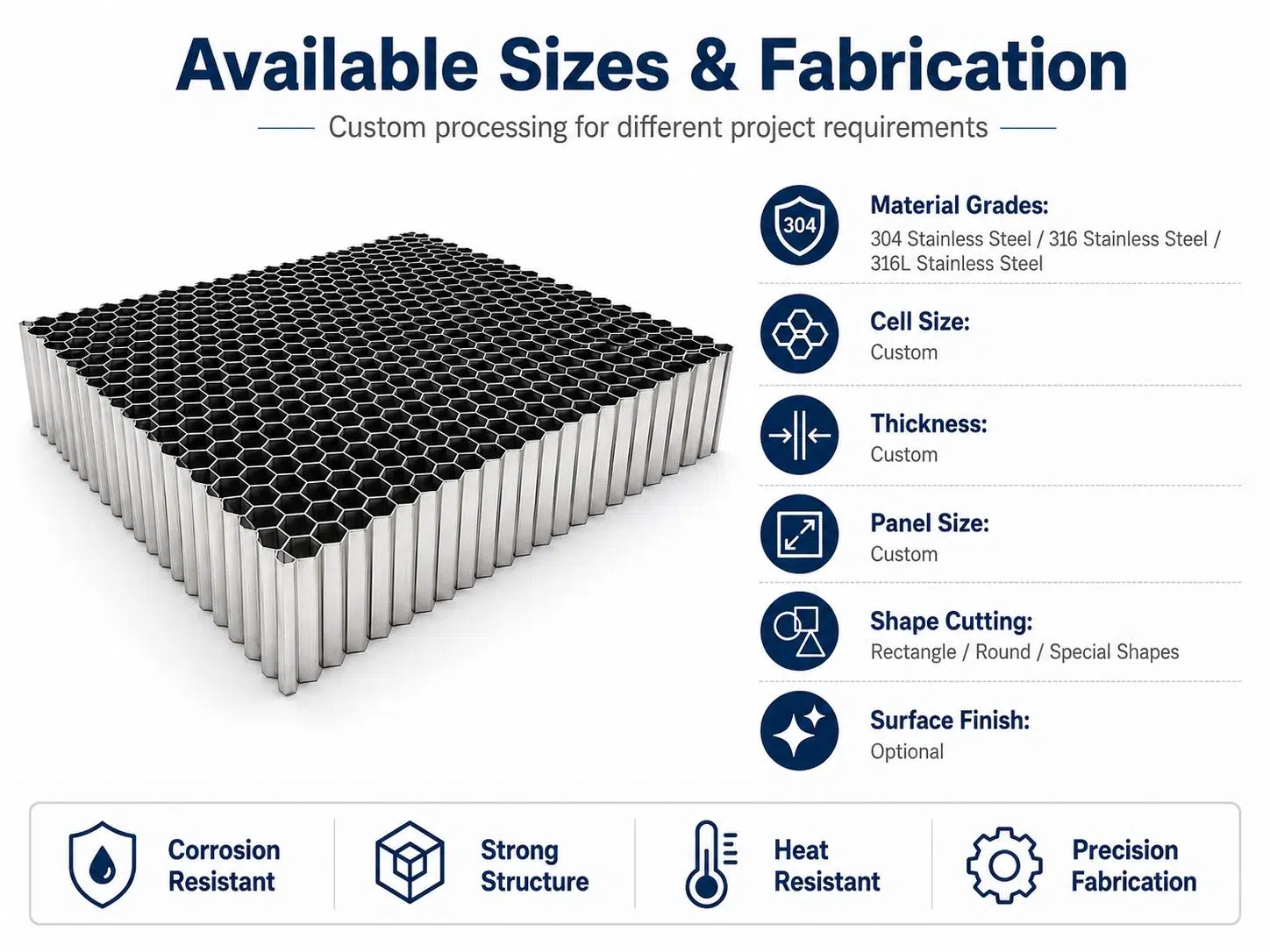 Premium Stainless Steel Honeycomb Core & Panels | 304/316 Grade for Industrial & Architectural Applications 3