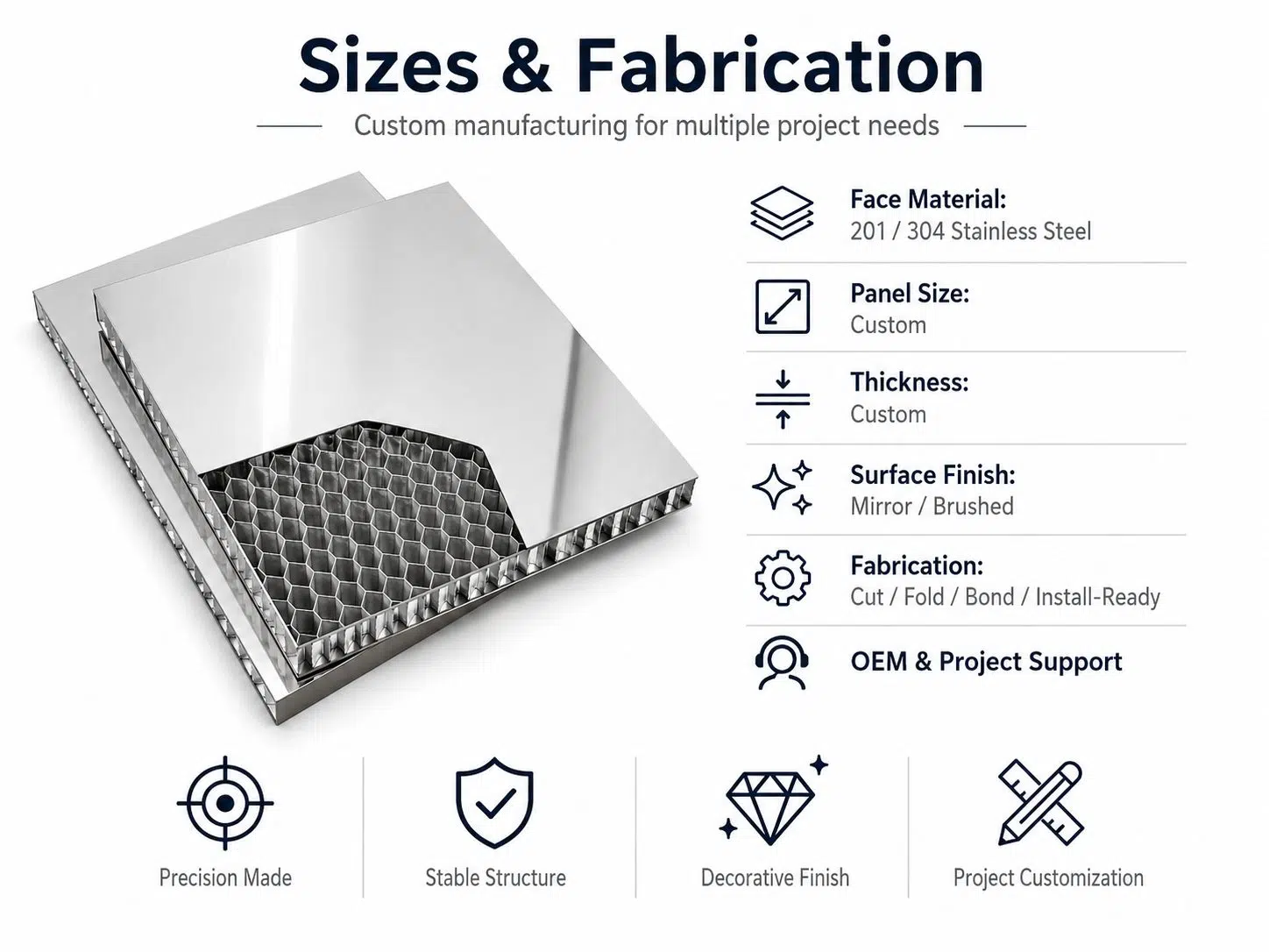 Ultra-Flat Stainless Steel Honeycomb Sandwich Panels: Fireproof & Corrosion-Resistant Solutions for Architectural Cladding 3