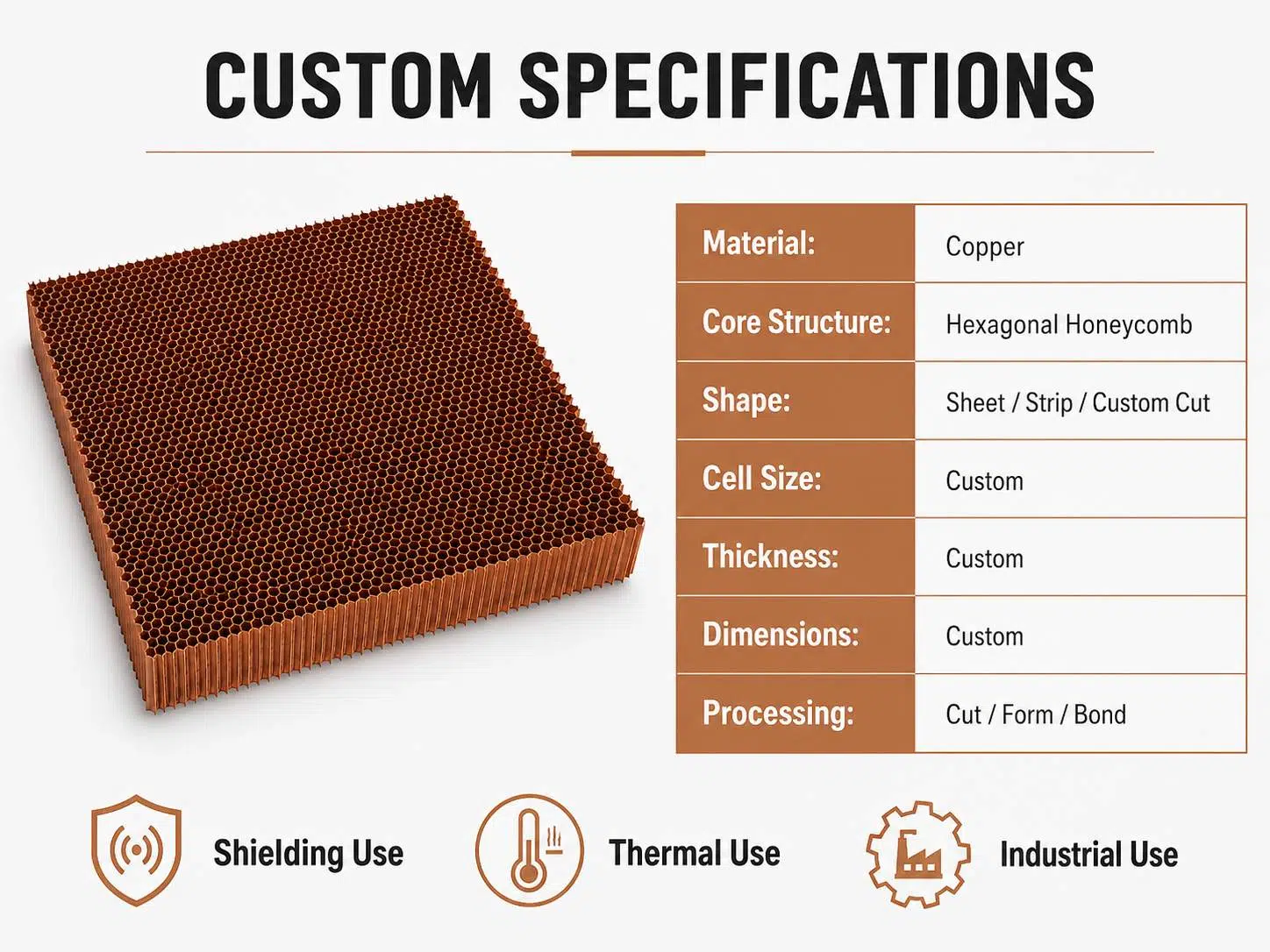 Premium Copper Honeycomb Core & Sandwich Panels: Superior Thermal & Electrical Conductivity for Advanced Engineering 3