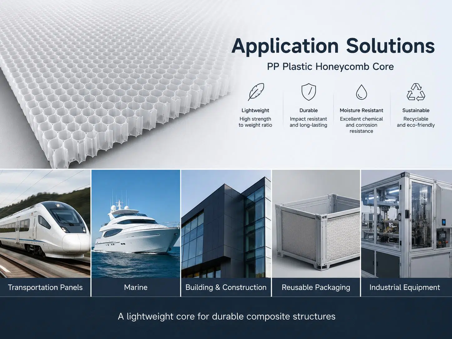 Lightweight PP Plastic Honeycomb Core & Panels for Automotive, Marine and Construction Applications 2
