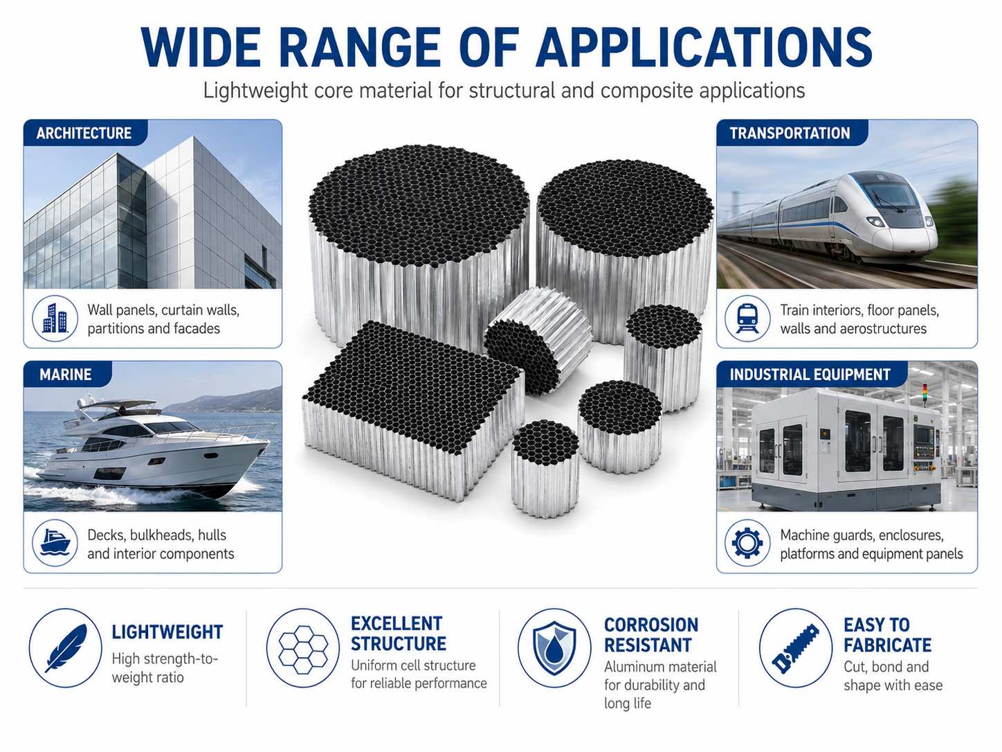 Premium Customizable Aluminum Honeycomb Core and Sandwich Panels for High-Strength Structural Solutions 3
