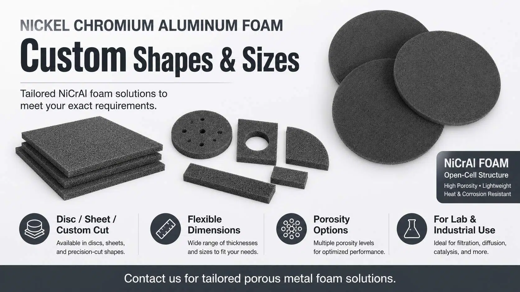 Nickel Chromium Aluminum (Ni‑Cr‑Al) Metal Foam for High‑Temperature Burners and Catalyst Supports 11