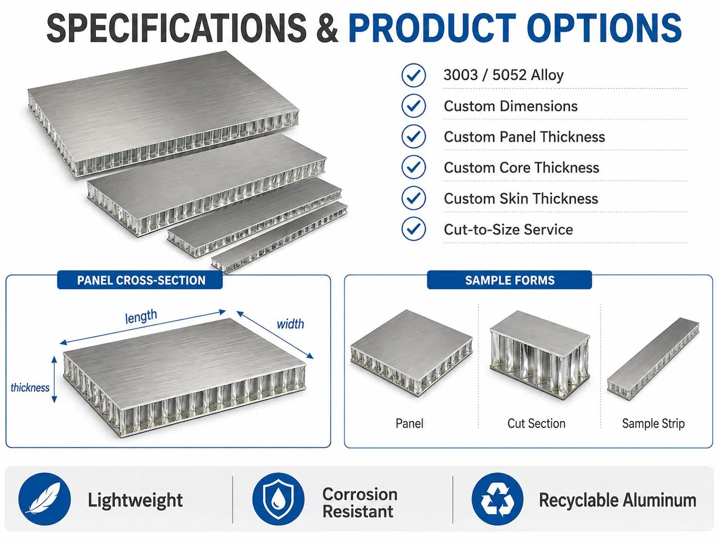 Custom Aluminum Honeycomb Panels for Lightweight Architectural & Industrial Use 3