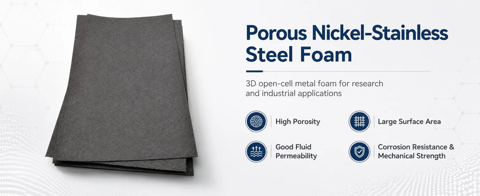 Nickel Stainless Steel Foam (Ni‑Cr‑Fe) for High‑Temperature Filters and Catalyst Supports 9
